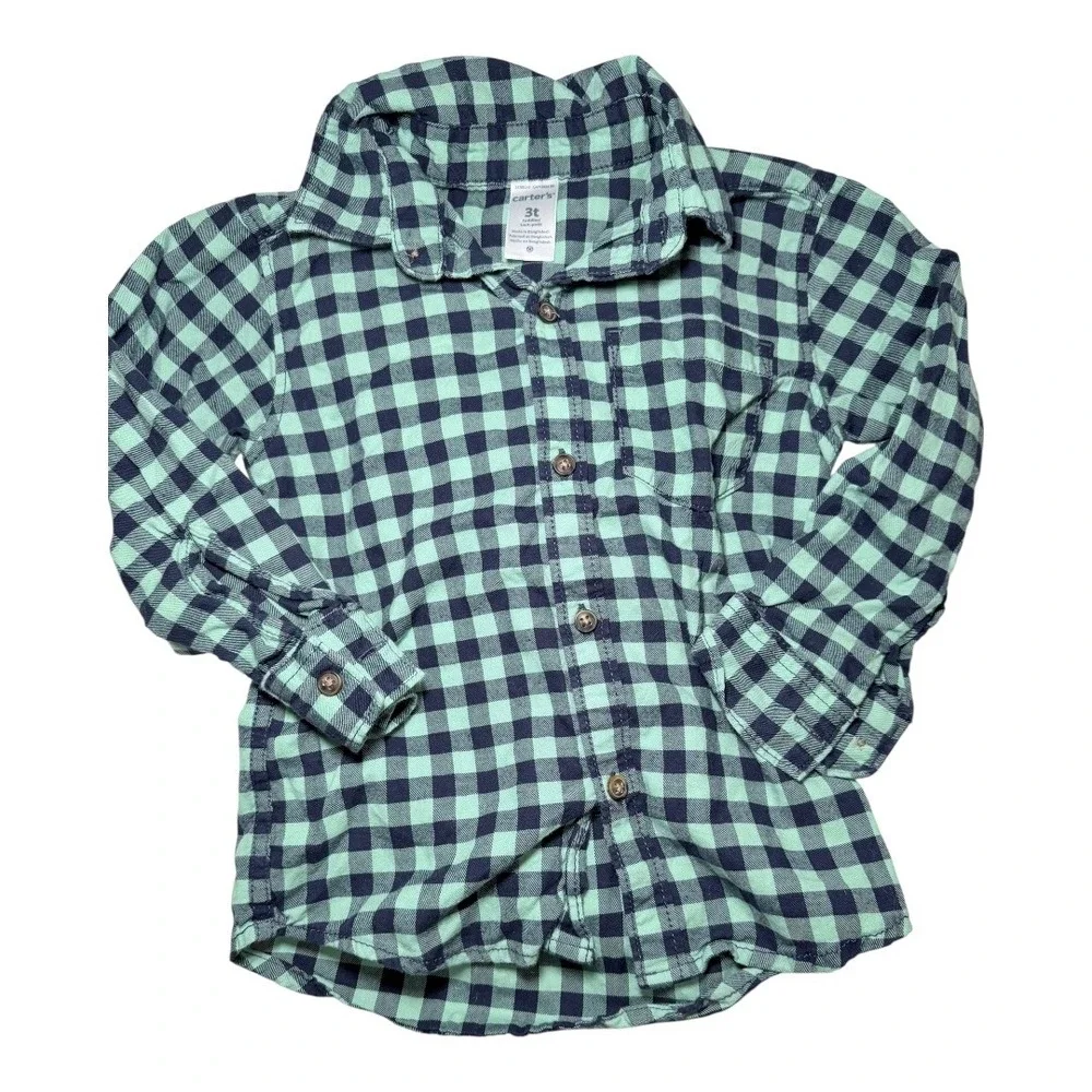 Carter's Wonder Nation Kids 3T Flannel Plaid Button Down Shirt Bundle Multicolor
